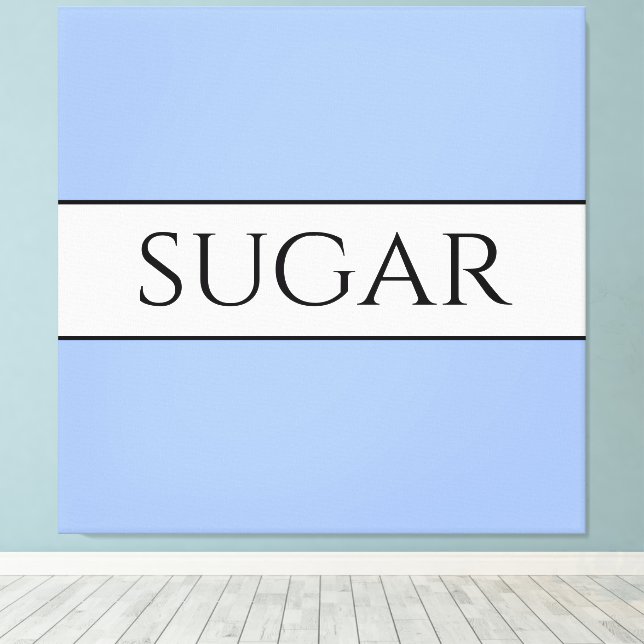 Retro SUGAR Pretty Blue White Outlined Stripes Canvas Print (Insitu(Wood Floor))