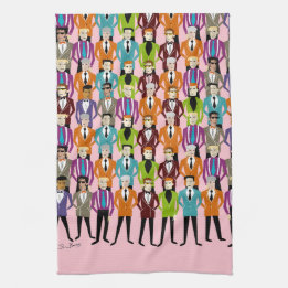 Retro Suits T-towel—pink Kitchen Towel