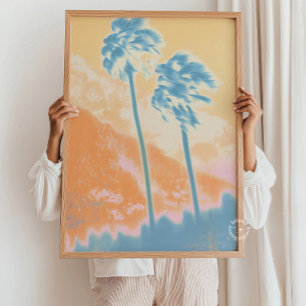 Retro Summer Abstract Palm Tree Print 