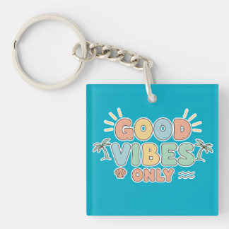 Retro Summer Beach Aesthetic Pastel Typography Art Keychain