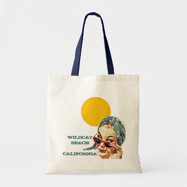 RETRO SUMMER BEACH BAGS TOTE BAG RED SUNGLASSES (Front)