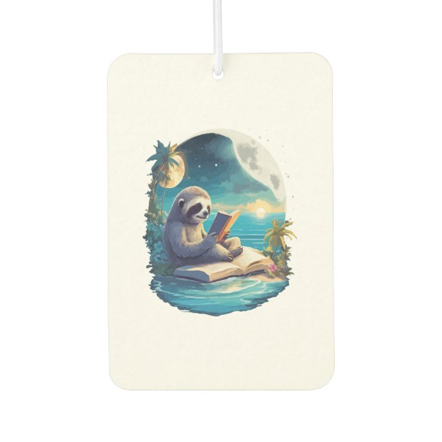Retro Summer Beach Sloth Air Freshener (Front)