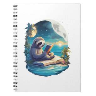 Retro Summer Beach Sloth Notebook