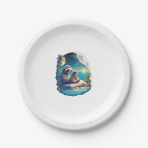 Retro Summer Beach Sloth Paper Plate
