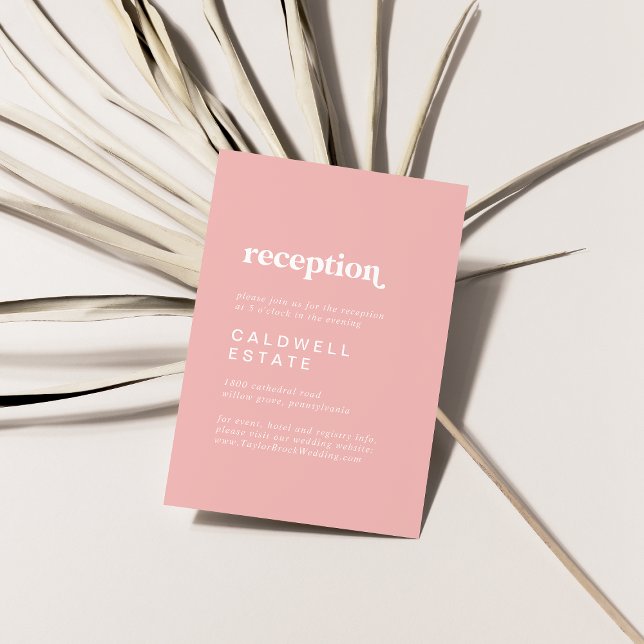 Retro Summer | Blush Pink Wedding Reception Enclosure Card (Creator Uploaded)