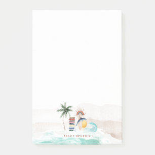 Retro Summer Boho Surf   Monogram Personalized Post-it Notes
