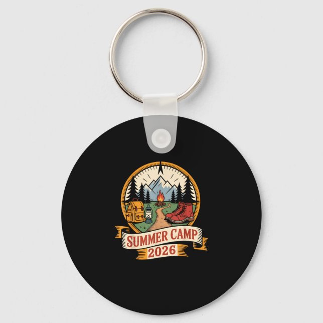 Retro summer camp 2026 leader crew host smore keychain (Front)