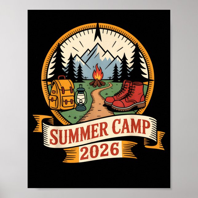 Retro summer camp 2026 leader crew host smore poster (Front)