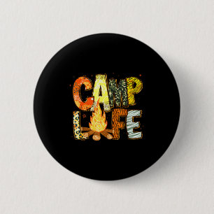 Retro summer camp life family adventure camping 2 inch round button