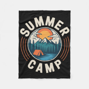 Retro Summer Camp Vacation Mountain Camping Crew Fleece Blanket