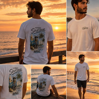 Retro Summer Cat Surfer Vibes 1980s California T-Shirt