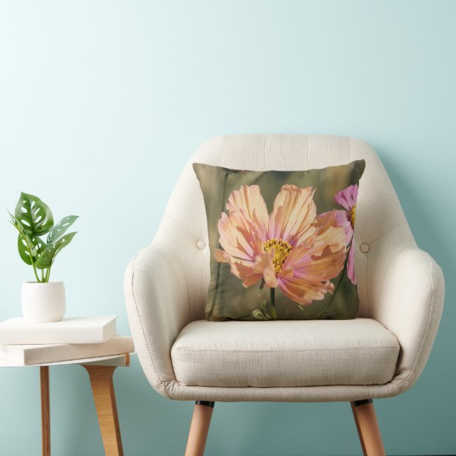Retro Summer Cosmea Blooms Birthday Throw Pillow (Chair)