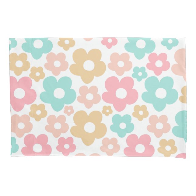 Retro Summer Daisies Pattern #4a #retro #flowers  Pillowcase (Front)