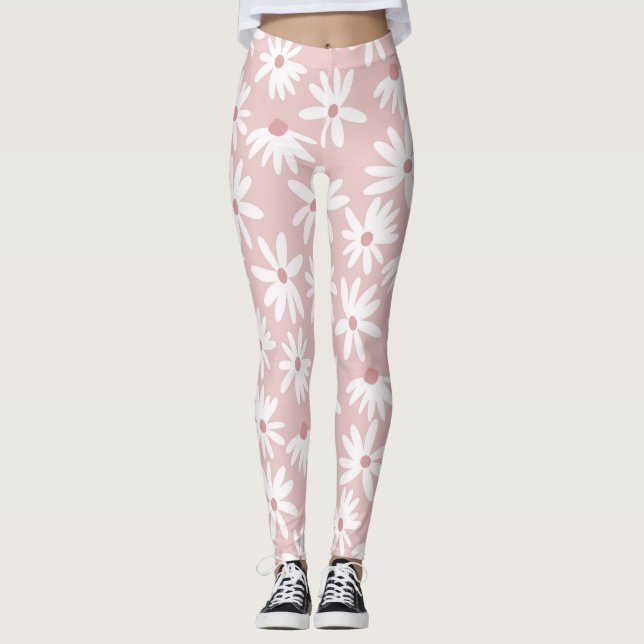 Retro Summer Daisies Pattern Small #4 #pattern  Leggings (Front)