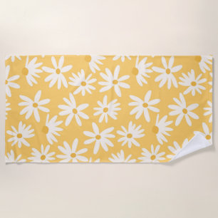 Retro Summer Daisies Pattern Small #5 #pattern Beach Towel