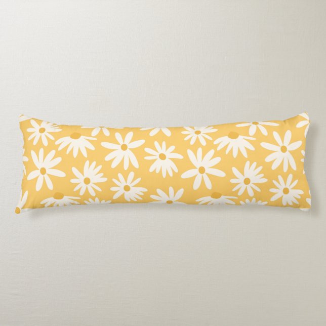 Retro Summer Daisies Pattern Small #5 #pattern  Body Pillow (Front)