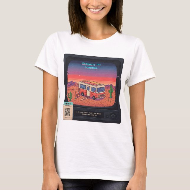 Retro Summer Error 404 T-Shirt | Glitch Art (Front)
