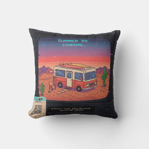 Retro Summer Error 404 T-Shirt   Glitch Art Throw Pillow