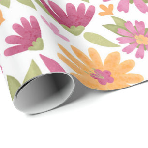 Retro Summer floral design Wrapping Paper