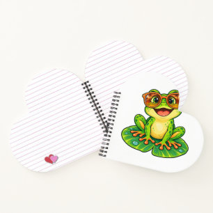 Retro Summer Frog with Sunglasses PNG Cute Tropi Notebook