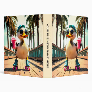 Retro Summer Funny Roller Duck  Binder