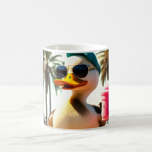 Retro Summer Funny Roller Duck Coffee Mug