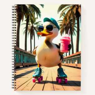 Retro Summer Funny Roller Duck Notebook
