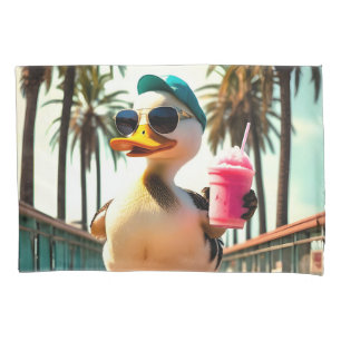 Retro Summer Funny Roller Duck Pillowcase
