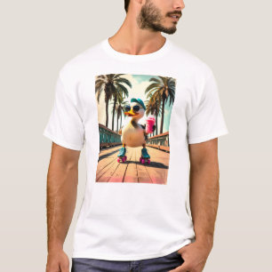 Retro Summer Funny Roller Duck  T-Shirt