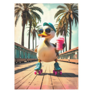 Retro Summer Funny Roller Duck Tablecloth