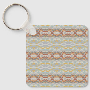 Retro Summer Geometric Color Block Pattern Design  Keychain