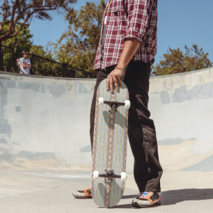 Retro Summer Geometric Color Block Pattern Design Skateboard