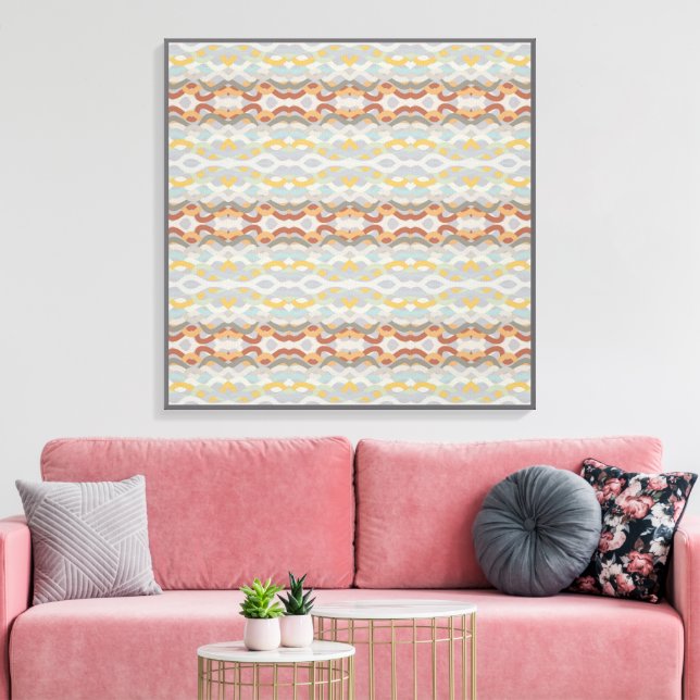 Retro Summer Geometric Colour Block Pattern Design Canvas Print (Insitu(LivingRoom))