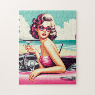 Retro Summer Girl Jigsaw Puzzle