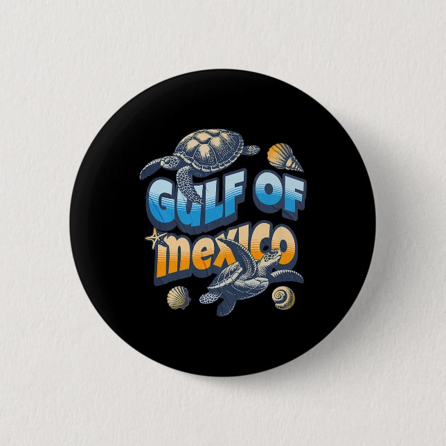 Retro Summer Gulf Of Mexico Forever Turtle Beach G 2 Inch Round Button (Front)