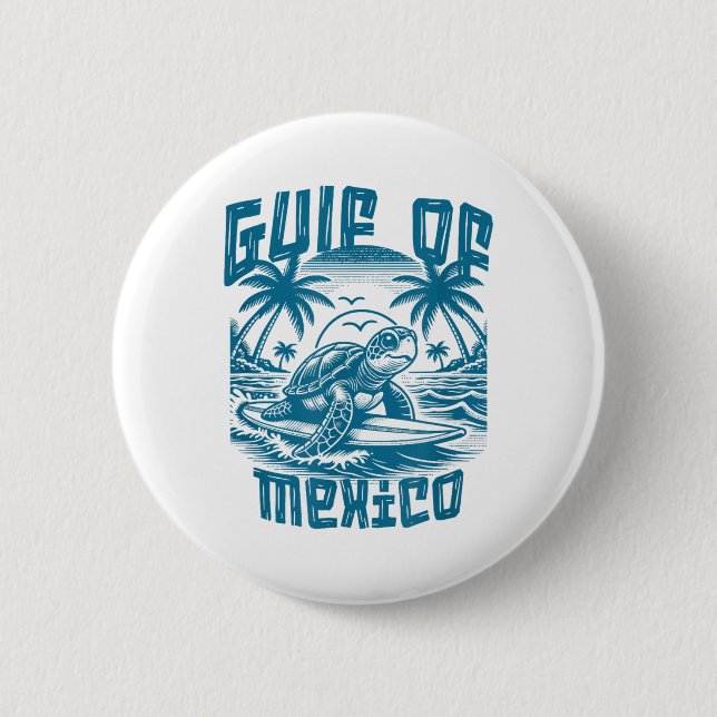 Retro Summer Gulf Of Mexico Forever Turtle Beach G 2 Inch Round Button (Front)