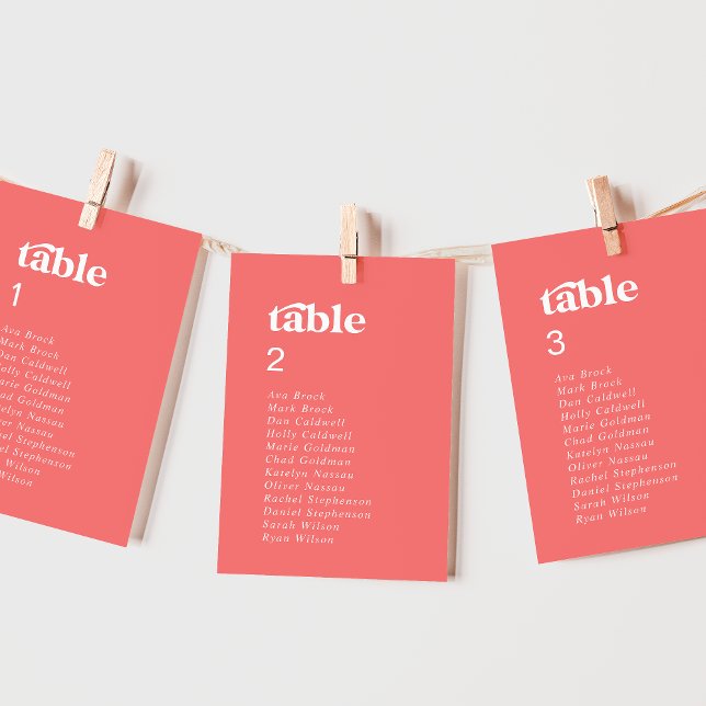 Retro Summer | Hot Pink Hanging Seating Chart Card (Creator Uploaded)
