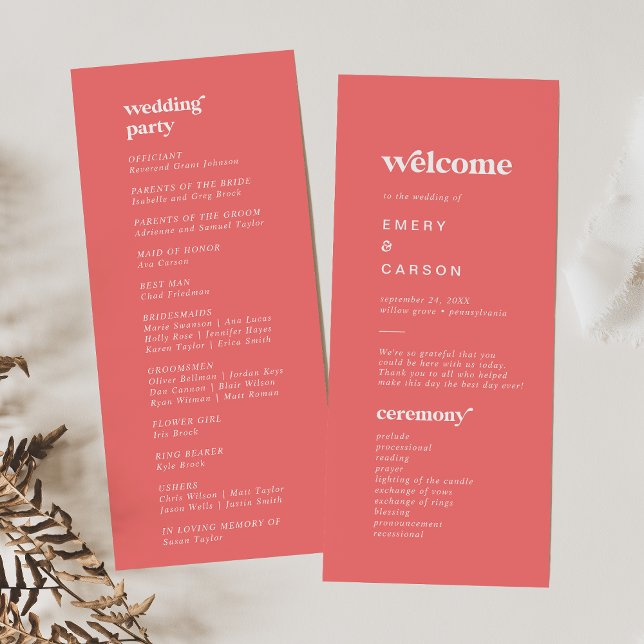 Retro Summer | Hot Pink Wedding Program (Creator Uploaded)
