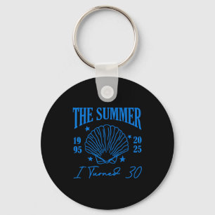 Retro Summer I Turn 30 Seashell Coastal Beach Summ Keychain