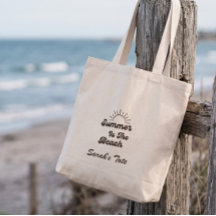 Retro Summer is the Beach Custom Name Tote Bag