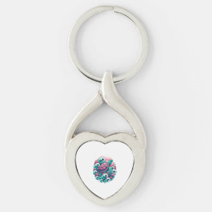Retro Summer Ocean Wave Turtle Keychain