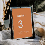 Retro Summer | Orange Table Number<br><div class="desc">This retro summer orange table number is perfect for a colourful wedding. The unique modern vintage design features vibrant bold citrus orange and white typography with fun and funky vibes. The card prints on the front and back (double-sided). Items are printed exactly as they appear on your screen when you...</div>