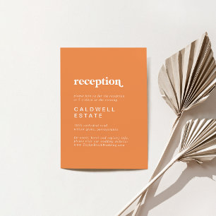 Retro Summer   Orange Wedding Reception Enclosure Card
