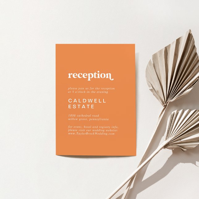 Retro Summer | Orange Wedding Reception Enclosure Card (Creator Uploaded)