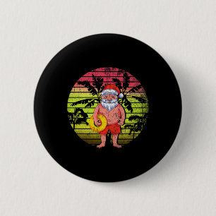 Retro Summer Palm Trees Santa Claus Christmas In J 2 Inch Round Button