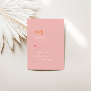 Retro Summer   Pink and Orange Simple RSVP Card