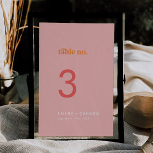 Retro Summer   Pink and Orange Table Number