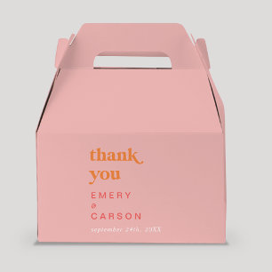 Retro Summer   Pink and Orange Thank You Favor Box