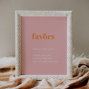 Retro Summer   Pink and Orange Wedding Favours Poster