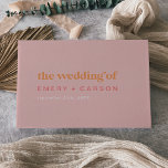 Retro Summer | Pink and Orange Wedding Guest Book<br><div class="desc">This retro summer pink and orange wedding guest book is perfect for a colourful wedding. The unique modern vintage design features a blush pink, bright orange and vibrant hot pink colour palette with fun tropical beach vibes. Personalize the front cover with the names of the bride and groom and the...</div>